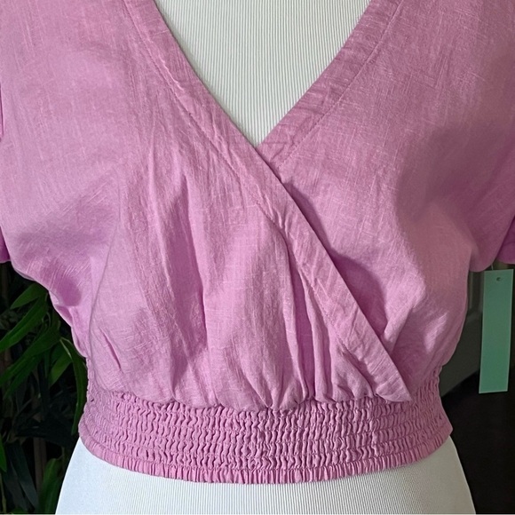 Abound Pink Wrap Crop Top Blouse Small NWT - Picture 4 of 11